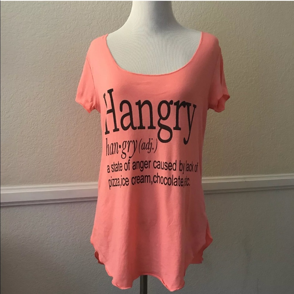 Attitude Not Included "Hangry" Neon Peach Knit Top